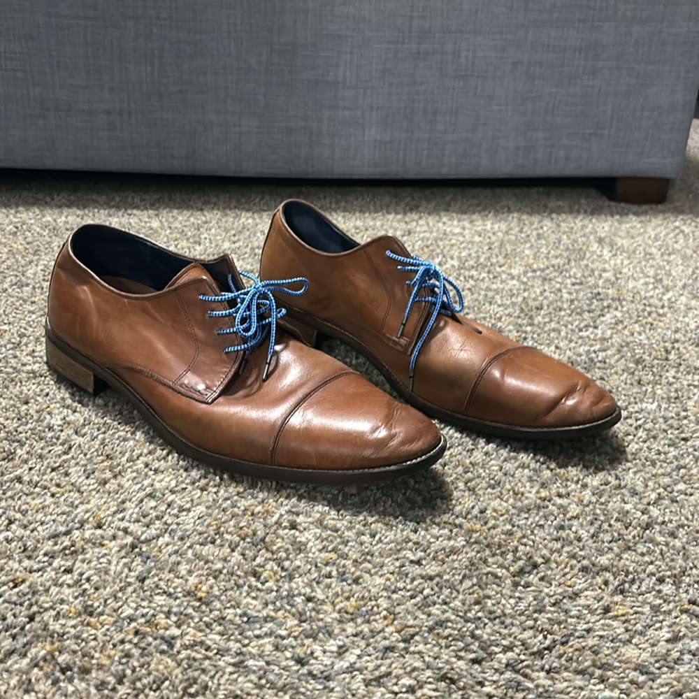 Cole Haan Grand Means Tie Up Loafers Brown Size 13 GUC Cap Toe Oxford GUC